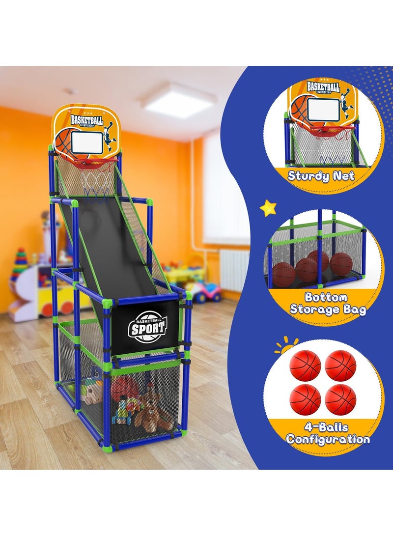 SPORT Toddler Arcade Basketball Hoop Game Indoor, Ajustable Height Indoor Basketball Hoop with Storage Design for Kids,Perfect Sports Outdoor Play Toys for Kids - Image 5