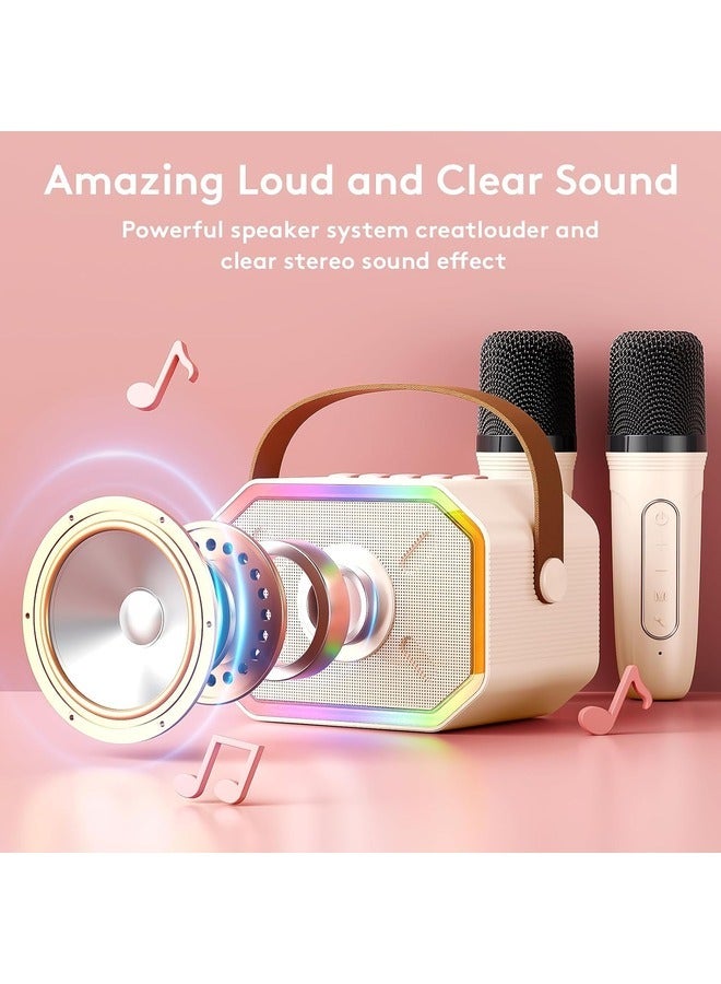Mini Karaoke speaker Machine For Kids & adult dual microphone Beige