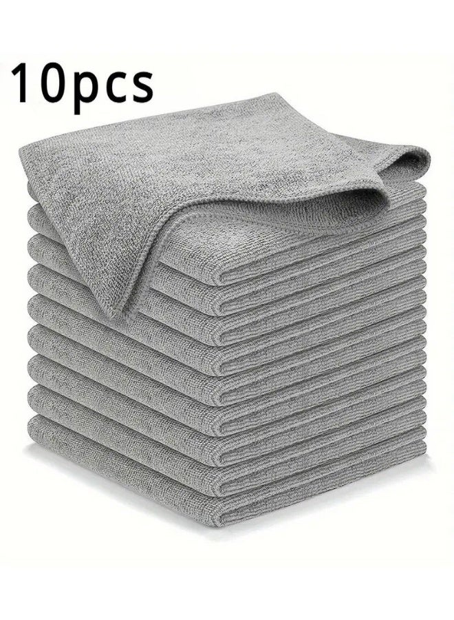 ZAYR Gray Microfiber Towel Set - 10 Pieces - Ultra Absorbent & Multi-Purpose - Lint-Free - microfiber towels, cleaning towels, kitchen towels, bathroom towels, car towels, glass towels, gray towels, multi-purpose towels, lint-free towels. - Image 1