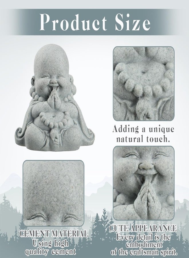 Landical Buddha Sandstone Statues, Zen Monk Praying Statue Sculptures Ornament for Wealth Good Luck Feng Shui Decor Home Office Car Decoration(Prayer Buddha) - Image 3