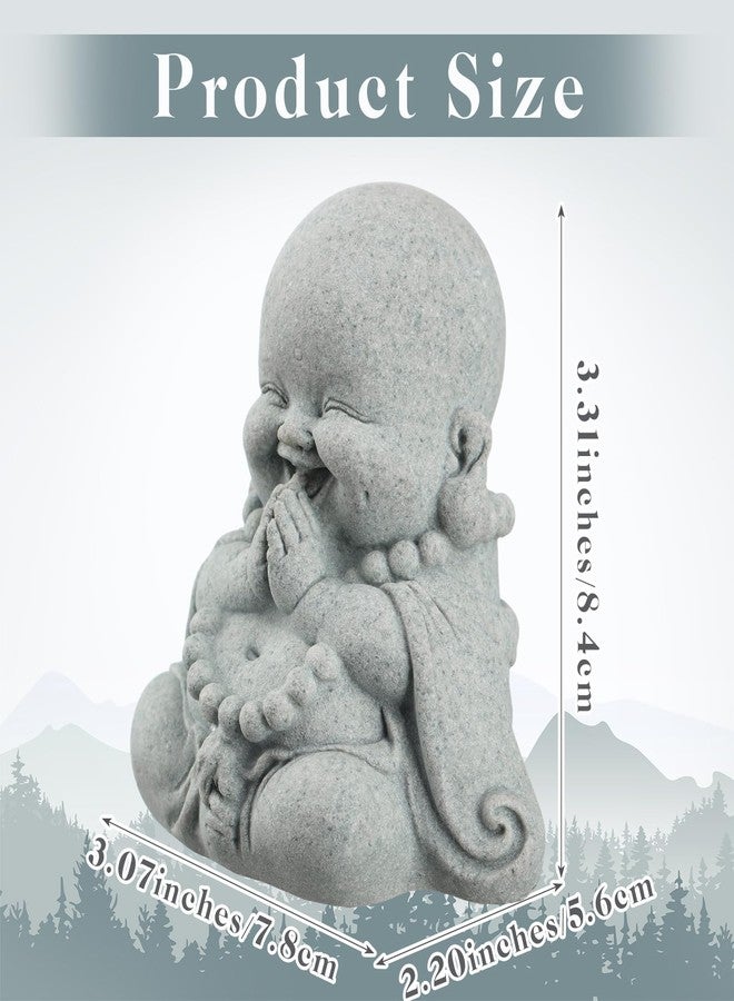 Landical Buddha Sandstone Statues, Zen Monk Praying Statue Sculptures Ornament for Wealth Good Luck Feng Shui Decor Home Office Car Decoration(Prayer Buddha) - Image 2