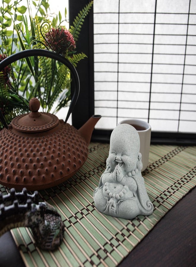 Landical Buddha Sandstone Statues, Zen Monk Praying Statue Sculptures Ornament for Wealth Good Luck Feng Shui Decor Home Office Car Decoration(Prayer Buddha) - Image 5