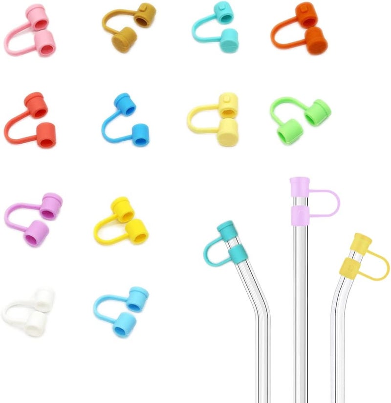 AXMCCH (12 Packs) Suit for 6-7mm Straw Cover Silicone Caps Simple 7MM Colorful Straw Plug Topper Dust Proof Tips - Image 1