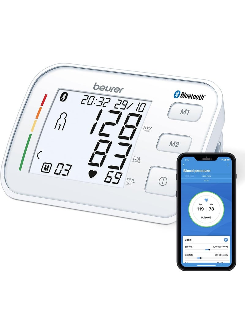 بيورير جهاز قياس ضغط الدم الأصلي من بيورير BM57 – لقياس ضغط الذراع العلوي – مع سوار كبير حتى 43 سم واتصال بتطبيق ذكي للكشف عن اضطرابات القلب - Image 1