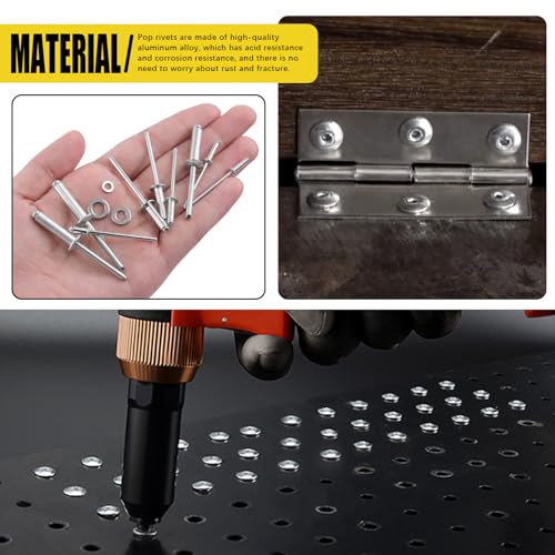 Mardatt 560Pcs Pop Rivets with Washer Assortment Kit Backup Rivet Washers Assortment Kit Pop Rivets Assortment Aluminum Rivets Stainless Steel Washers for Automotive Furniture(Silver) - Image 5