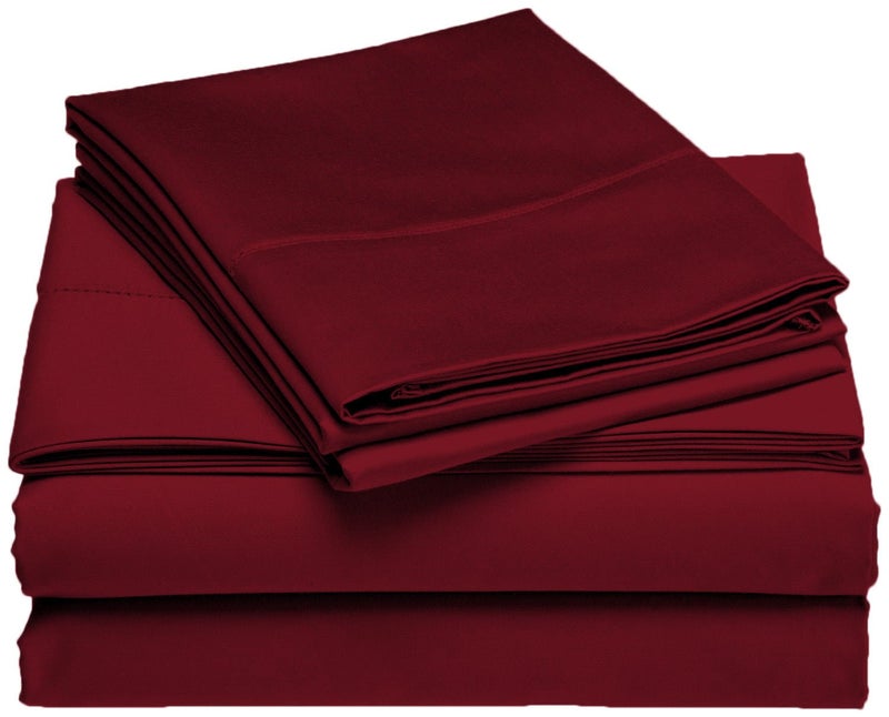 DESTINY CRESCENT BED Full XL 100% Microfiber Double Brushed Sheet Set - Extra-Soft  Breathable & Wrinkle-Free - 15"" Deep Pockets  54"" x 80"" - Ideal for Extra Long Full Beds - 4PC Set (Full XL  Burgundy)