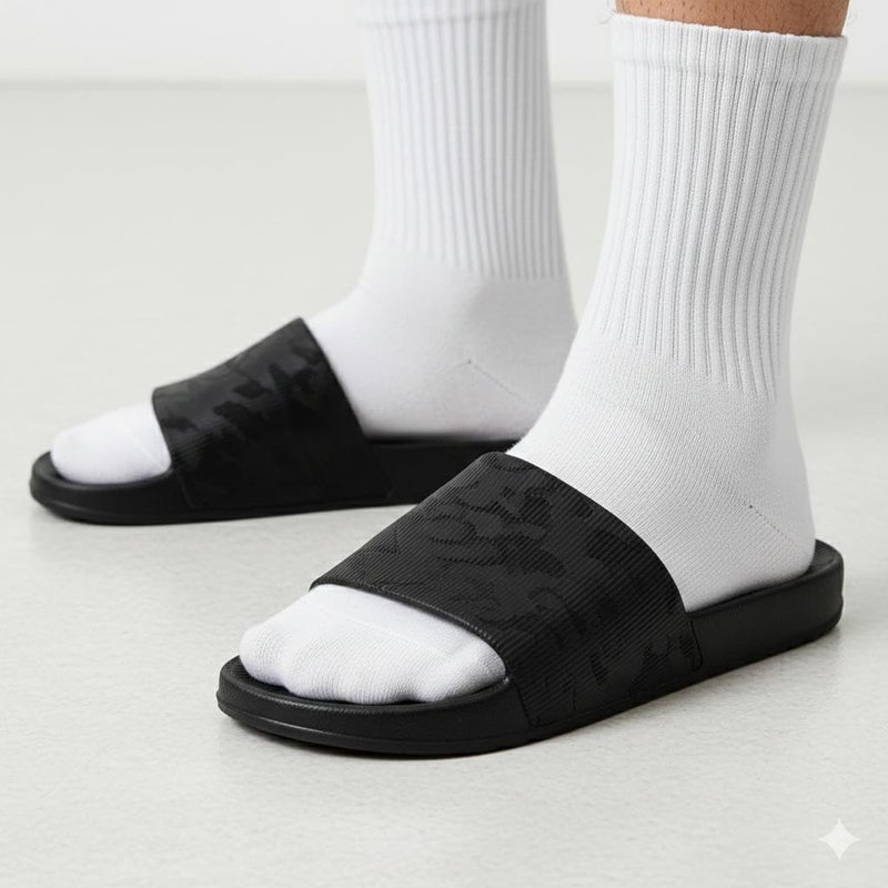 Black Medical Slippers - Map Design - Comfortable Design - Lightweight Sole - Waterproof Rubber Material - Slippers for Men, Youth, Kids - Perfect for Home, Beach, Street 41-40 - Image 3