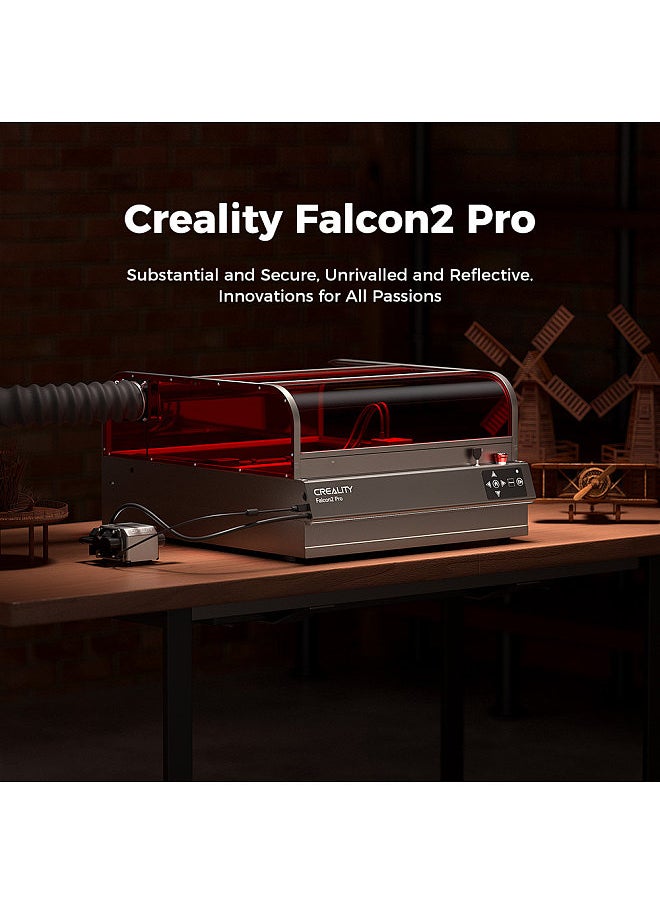 Creality 3D Falcon2 Pro 40W Laser Engraver DIY Class 1 PDA Laser Power Cutter and Engraver Machine with Air Assist Built-in Camera for Precise Position and Real-time Preview Airflow/Flame/Lens Monitoring System  - Image 2