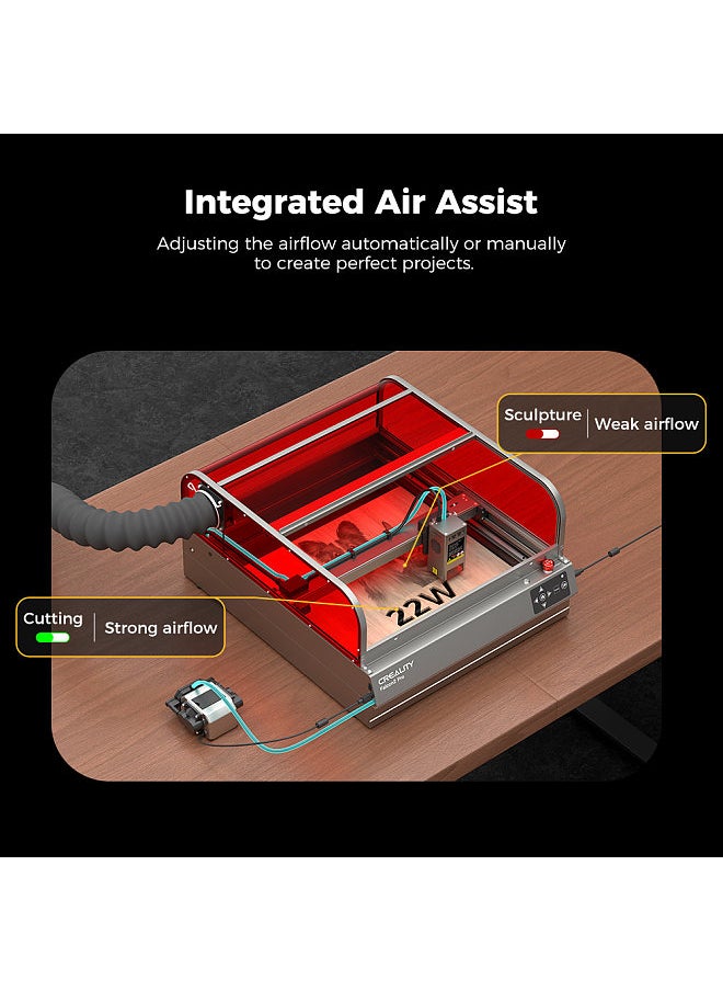 Creality 3D Falcon2 Pro 40W Laser Engraver DIY Class 1 PDA Laser Power Cutter and Engraver Machine with Air Assist Built-in Camera for Precise Position and Real-time Preview Airflow/Flame/Lens Monitoring System  - Image 4