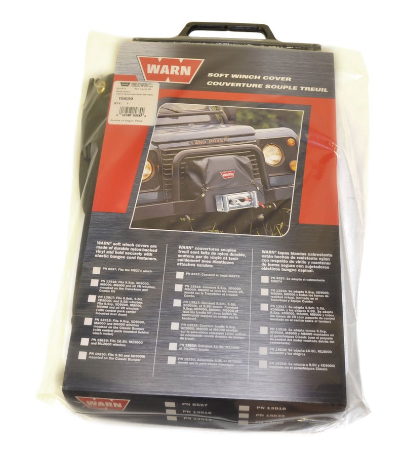 WARN 15639 Soft Winch Cover with Bungee Cord Fasteners for 16.5ti  M15000  and M12000 Winches   Black - Image 3