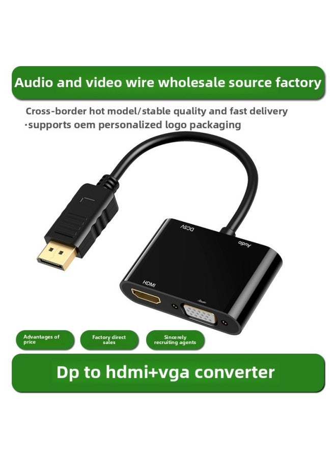 Direct DP To HDMI/VGA 2-in -1 Converter 1-2 Splitter HD Video Splitter-Color:Dp To Hdmi+vga - Image 2