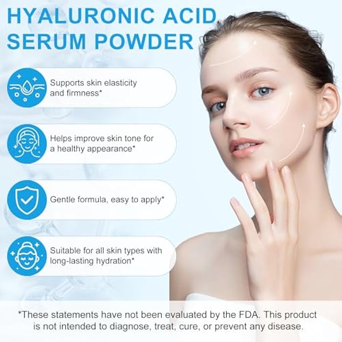 Vortexonix Pure Hyaluronic Acid Serum Powder for Skin & Face, 120G High Molecular Weight Anti Aging Hyaluronic Acid serum, Water Soluble, Fine Powder, Gluten Free, Non-GMO- Includes Scoop - Image 5