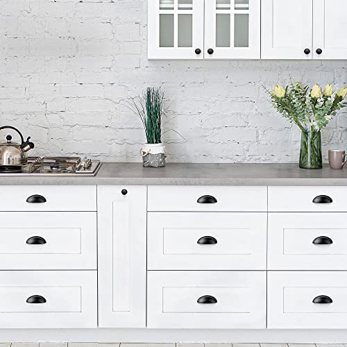 HomeExpert Home Expert 3 Inch Drawer Pulls Matte Black Cup Pulls Kitchen Cabinet Handles Hardware for Cupboard 5 Pack - Image 5