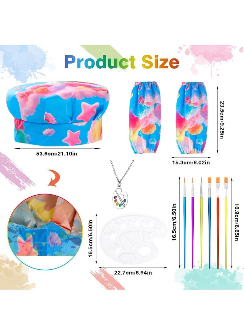 Aikanbo Kids Artist Costume Accessories Set Painter Dress-Up with Chef's Hat,2 Sleeves,Water Proof Apron with Front Pocket for Toddler Painting Baking Artist,Washable Foldable Lightweight for Age 4-7 Years - Image 3