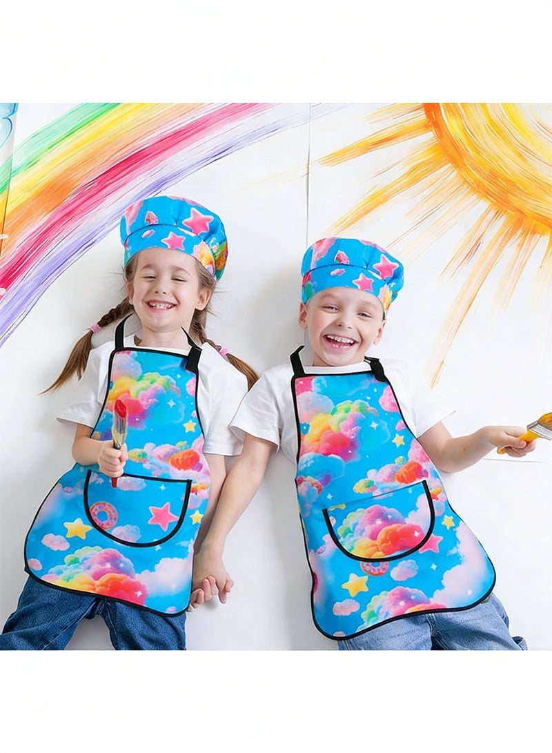 Aikanbo Kids Artist Costume Accessories Set Painter Dress-Up with Chef's Hat,2 Sleeves,Water Proof Apron with Front Pocket for Toddler Painting Baking Artist,Washable Foldable Lightweight for Age 4-7 Years - Image 4