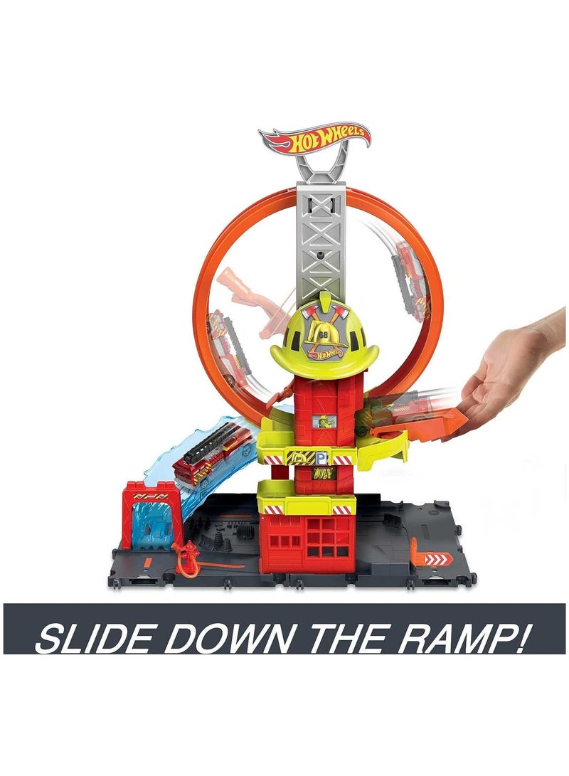 Hot Wheels Hot Wheels City Super Loop Fire Station Playset  - Image 5