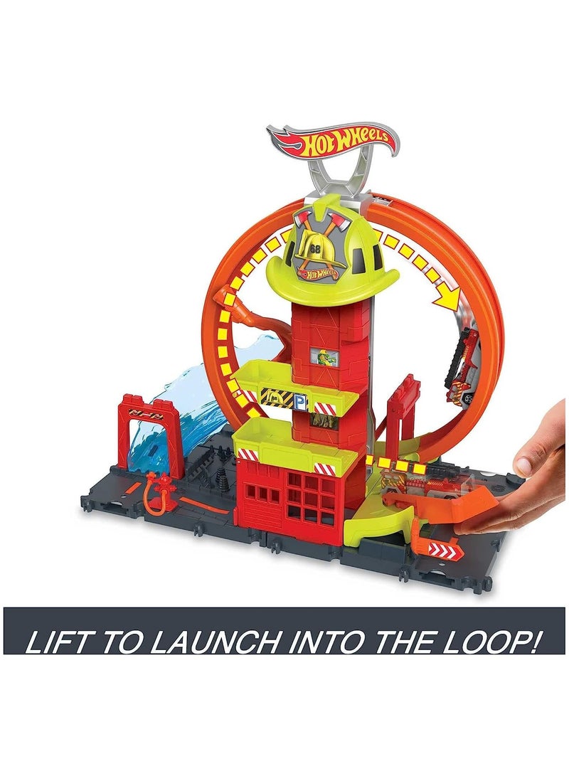 Hot Wheels Hot Wheels City Super Loop Fire Station Playset  - Image 3