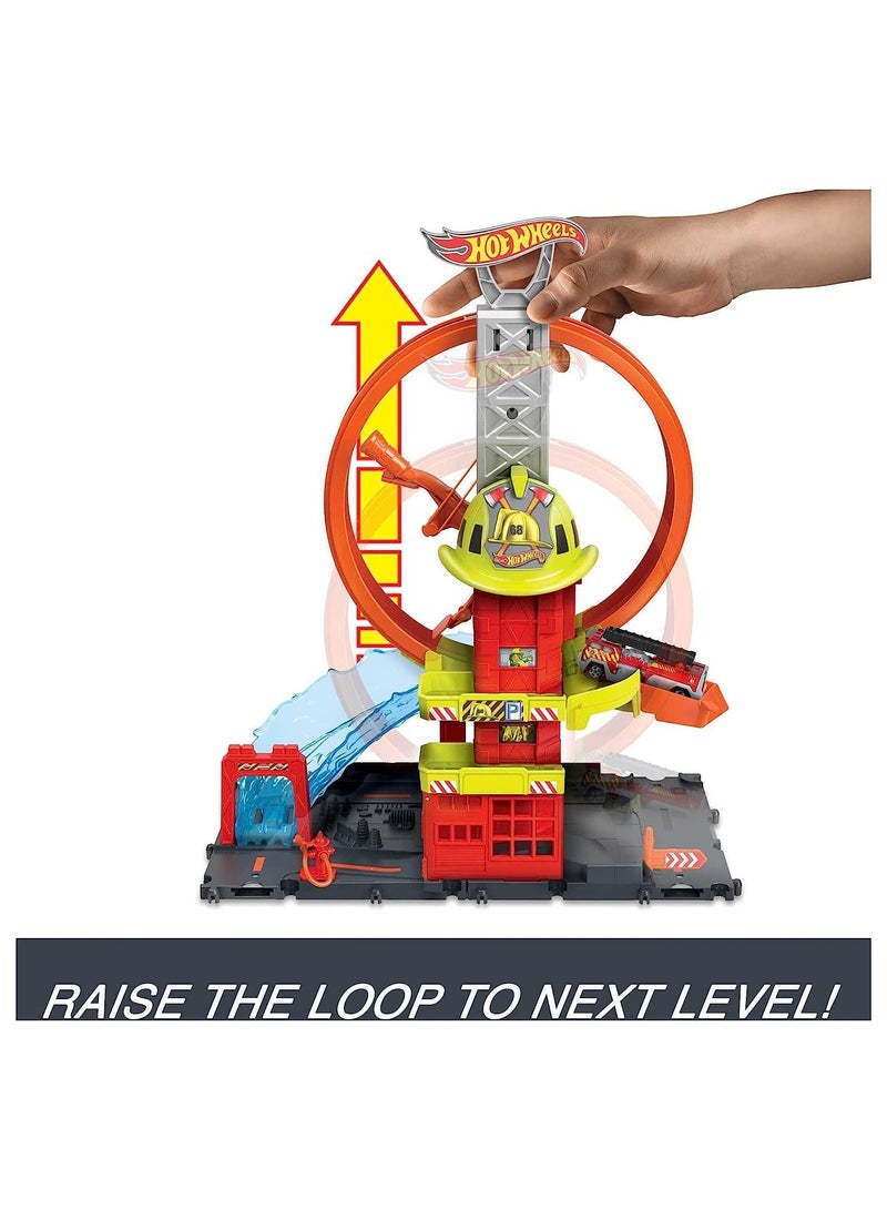 Hot Wheels Hot Wheels City Super Loop Fire Station Playset  - Image 4