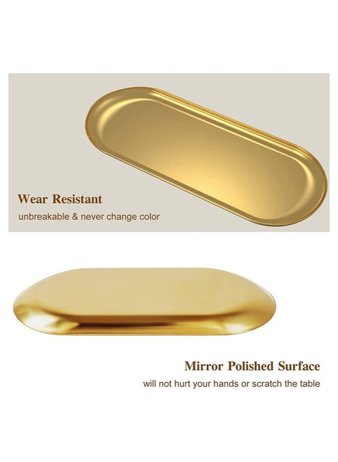 2 قطعة من الفولاذ المقاوم للصدأ لوحات صينية المناشف راي يحمل شموع حمام صحن الصابون شاي صينية المجوهرات صحن - Image 5