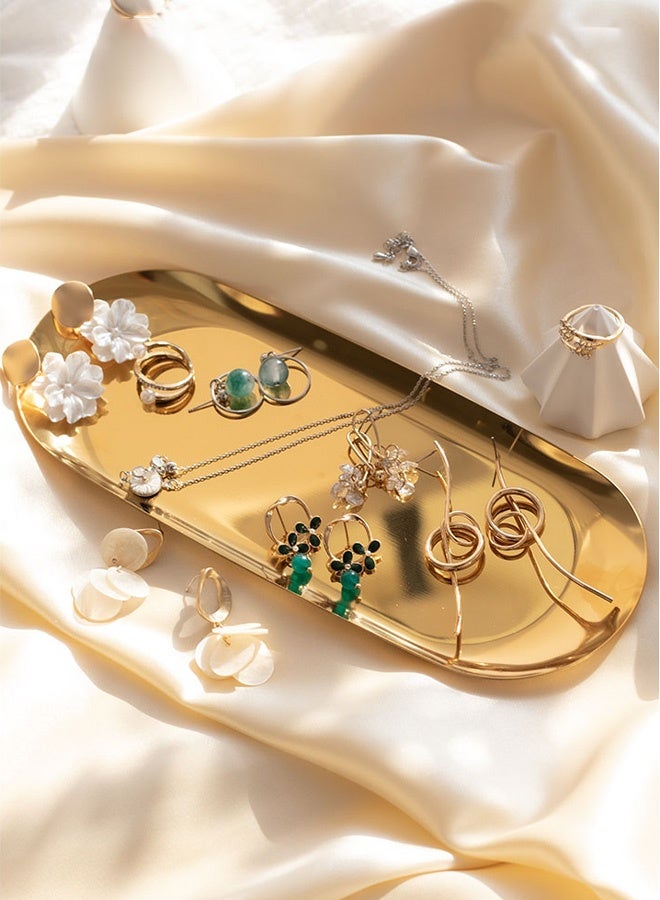 2 قطعة من الفولاذ المقاوم للصدأ لوحات صينية المناشف راي يحمل شموع حمام صحن الصابون شاي صينية المجوهرات صحن - Image 2