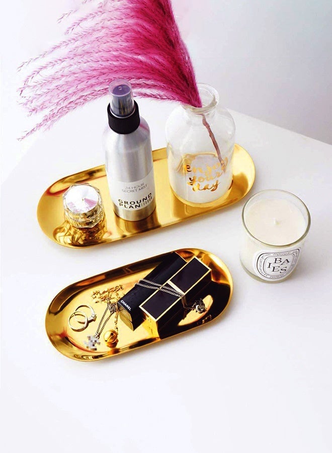 2 قطعة من الفولاذ المقاوم للصدأ لوحات صينية المناشف راي يحمل شموع حمام صحن الصابون شاي صينية المجوهرات صحن - Image 1