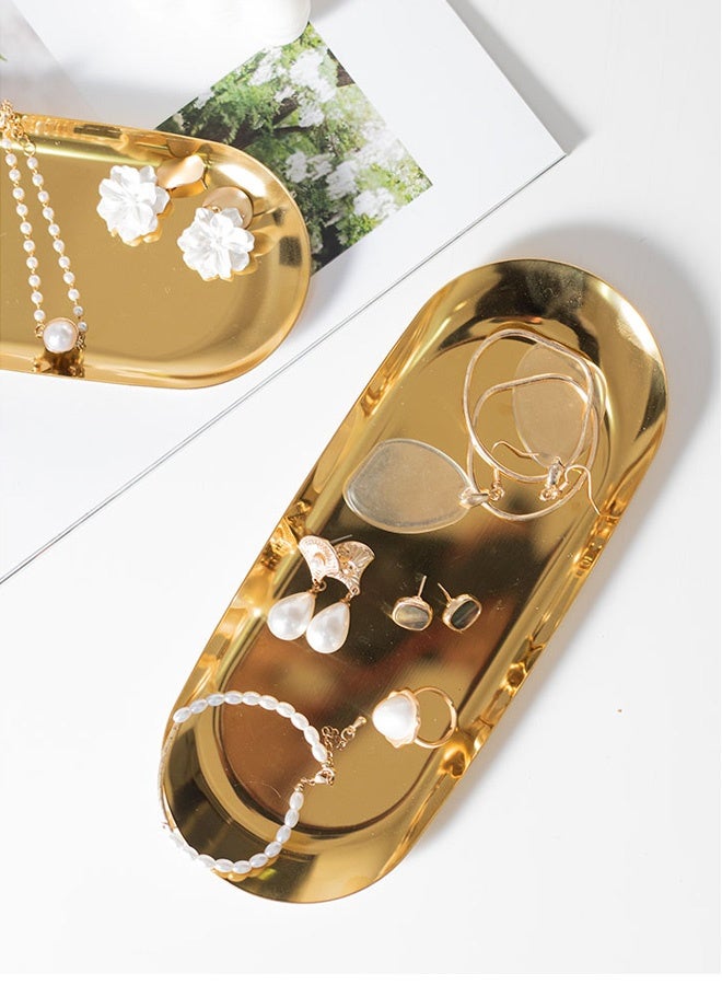 2 قطعة من الفولاذ المقاوم للصدأ لوحات صينية المناشف راي يحمل شموع حمام صحن الصابون شاي صينية المجوهرات صحن - Image 3