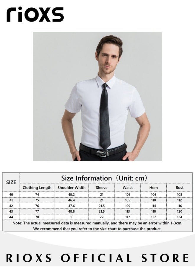 RIOXS - Men's Short Sleeve Formal Shirt Fit Slim Fit Business Dress Shirts Casual Button Down Shirt - Image 1