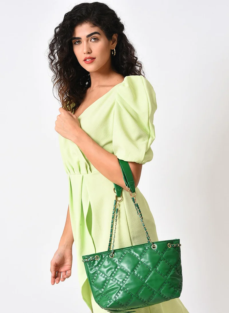 Haute Sauce  Timeless Texture Green Tote for Women | Best Price UAE