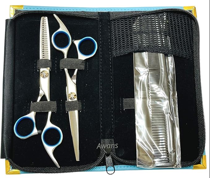 Awans Professional Barber Salon Hairdressing Scissors Set 55 with Thinning Scissors Hair Cutting Hair Styling Hair Thinning Set 55 Free PouchHolster 65 Set