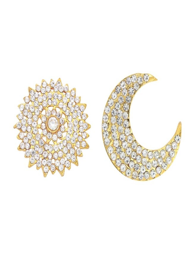 MOONPLUS زينة شعر سوريا بيراي شاندرا بيراي مطلية بالذهب من مونبلس | الشمس والقمر التقليديان | حلى شعر الهلال | شاندرا فانكا سوريا فانكا | إكسسوارات الإلهة - Image 1