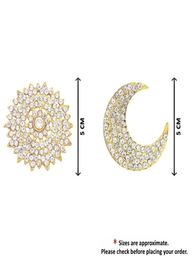 MOONPLUS زينة شعر سوريا بيراي شاندرا بيراي مطلية بالذهب من مونبلس | الشمس والقمر التقليديان | حلى شعر الهلال | شاندرا فانكا سوريا فانكا | إكسسوارات الإلهة - Image 3