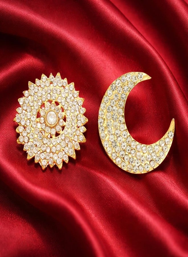 MOONPLUS زينة شعر سوريا بيراي شاندرا بيراي مطلية بالذهب من مونبلس | الشمس والقمر التقليديان | حلى شعر الهلال | شاندرا فانكا سوريا فانكا | إكسسوارات الإلهة - Image 2