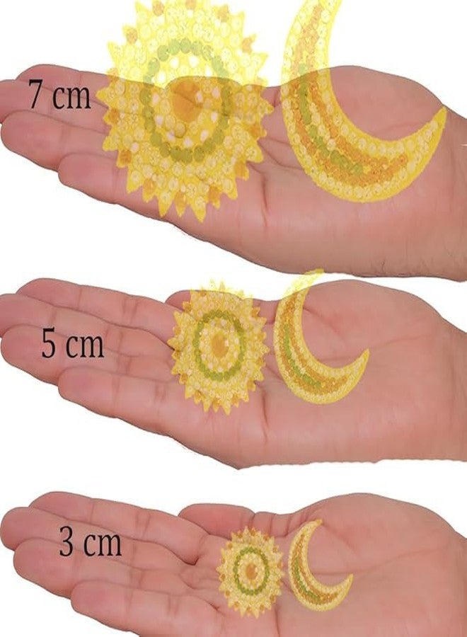MOONPLUS زينة شعر سوريا بيراي شاندرا بيراي مطلية بالذهب من مونبلس | الشمس والقمر التقليديان | حلى شعر الهلال | شاندرا فانكا سوريا فانكا | إكسسوارات الإلهة - Image 4