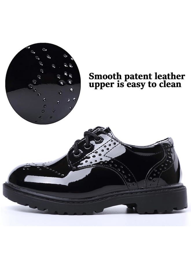 DADAWEN Children's Boy's Girl's Lace-Up School Uniform Shoes Comfort Oxford Dress Shoes (Toddler/Little Kid/Big Kid), Black, 3 Big Kid - Image 3