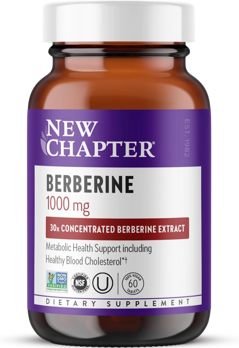 New Chapter Berberine Supplement  SuperPotent Berberine 1000 mg 30x Concentrated Indian Barberry Extract to Support Metabolic Health  Heart Health  Glucose Support Vegan Gluten Free 60 Count - Image 1