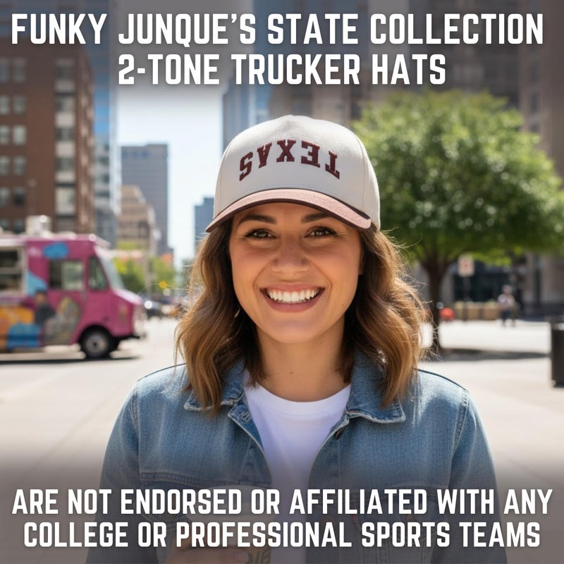 Funky Junque Two Tone Vintage Snapback Hat - Texas (Upside Down) - Brown/Beige - Image 4