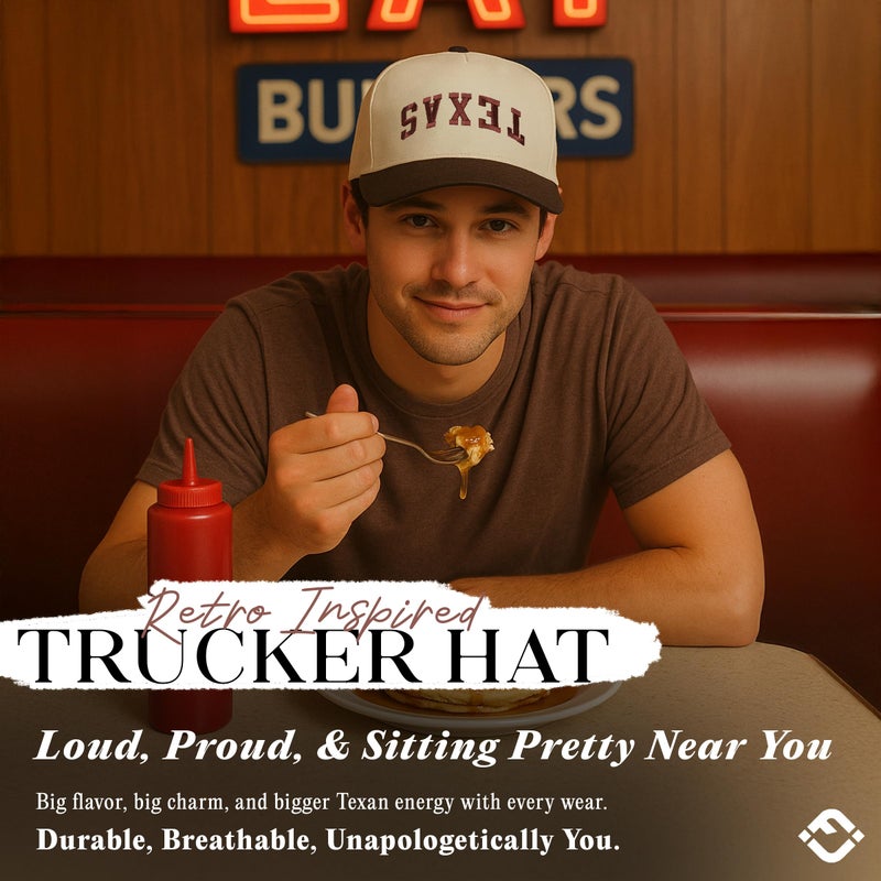 Funky Junque Two Tone Vintage Snapback Hat - Texas (Upside Down) - Brown/Beige - Image 2
