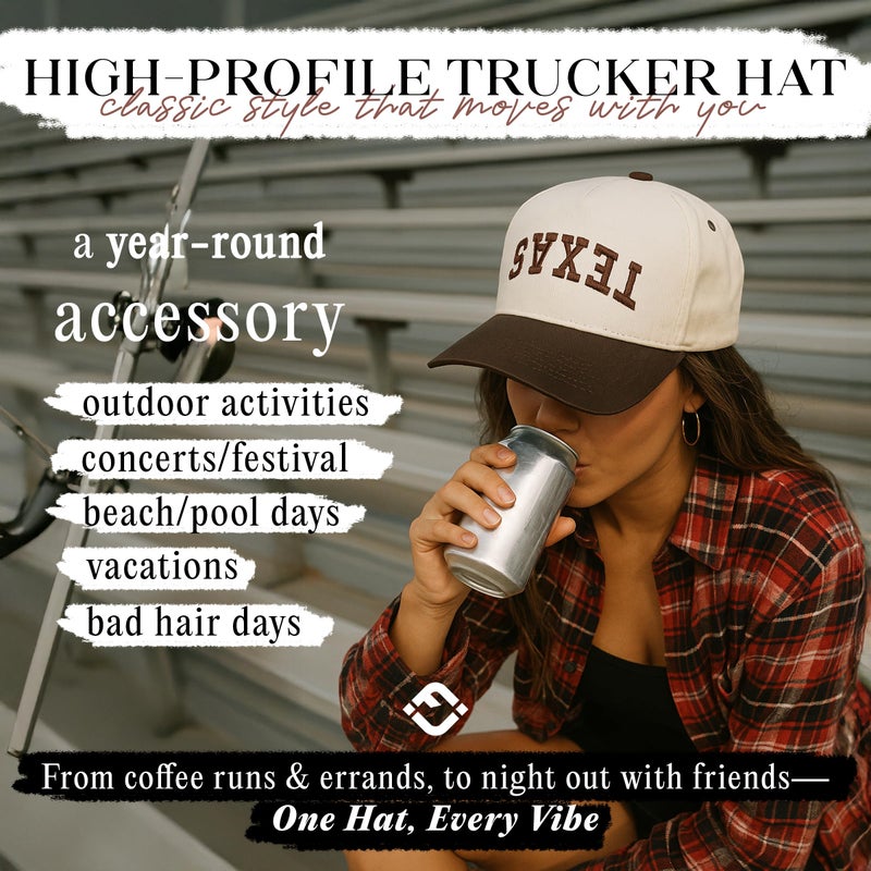 Funky Junque Two Tone Vintage Snapback Hat - Texas (Upside Down) - Brown/Beige - Image 5