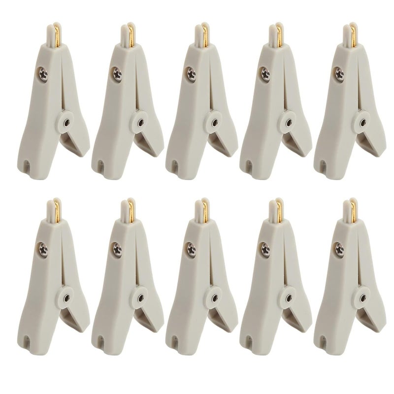 Gold Plated Brass Portable Insulated Test Clip 2 Prong Replacement for Multimeter Grey - Image 1