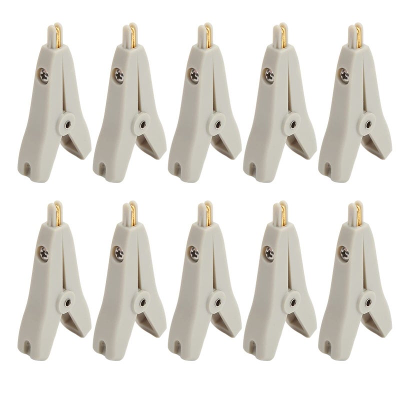 Gold Plated Brass Portable Insulated Test Clip 2 Prong Replacement for Multimeter Grey - Image 2