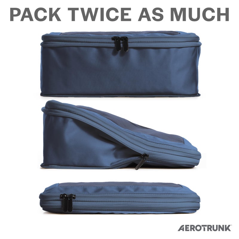 Aerotrunk Compression Packing Cubes for Travel - Luggage Organizer Bags - Double Zipper Packing Cubes for Suitcases (4-Pack, Dark Blue) - Image 2