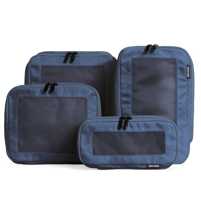 Aerotrunk Compression Packing Cubes for Travel - Luggage Organizer Bags - Double Zipper Packing Cubes for Suitcases (4-Pack, Dark Blue) - Image 1