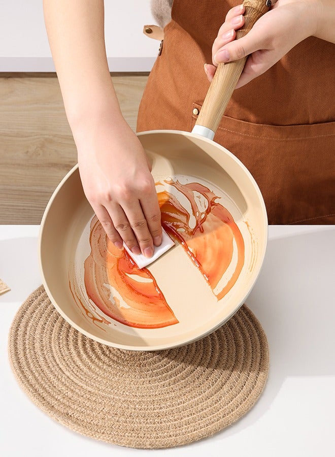 سنسارتي مقلاة سينسارتي باسكا سيراميك غير لاصقة، 26 سم، مع غطاء زجاجي، أدوات طهي صحية، مجموعة طهي مطبخ غير سامة، آمنة للاستخدام في غسالة الأطباق والفرن، خالية من مركبات PFA/Ptfe/Pfoa، بيضاء - Image 3