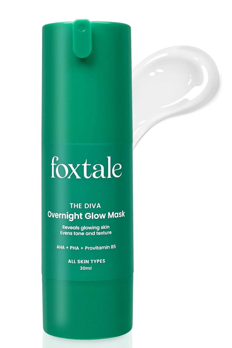 foxtale Overnight Glow Mask | 4% Glycolic Acid | 3% Lactic Acid |Reduces Blackheads, Whiteheads | 30 Second Salon like Brightening Facial for Glowing Skin | Men & Women - 30ml - Image 1