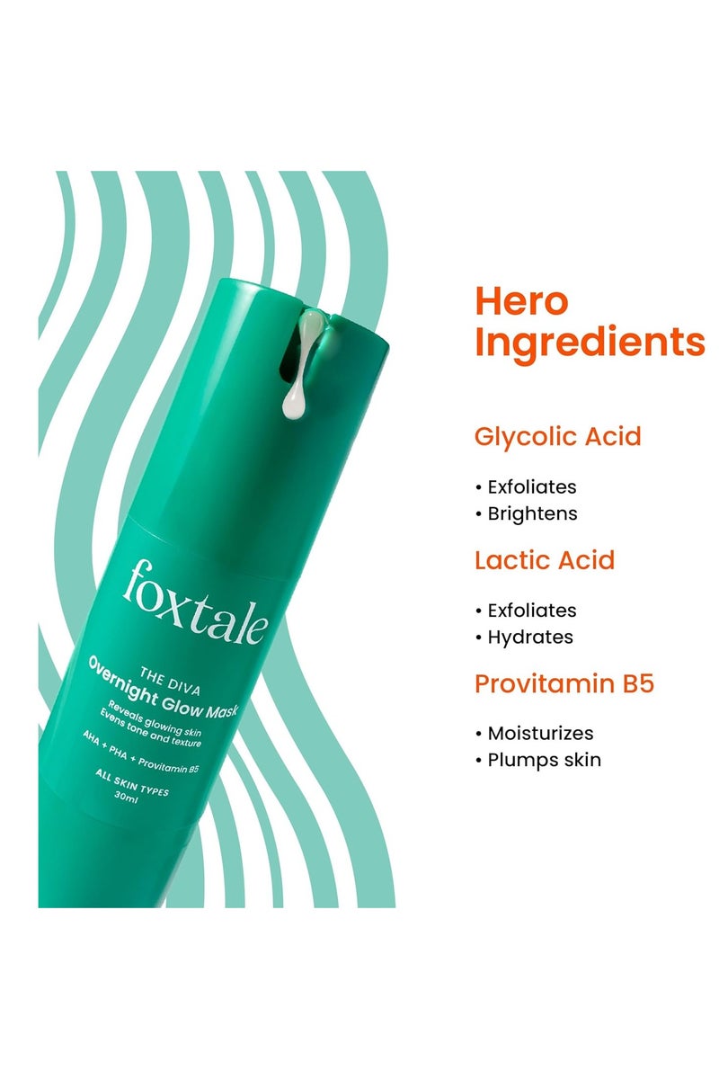 foxtale Overnight Glow Mask | 4% Glycolic Acid | 3% Lactic Acid |Reduces Blackheads, Whiteheads | 30 Second Salon like Brightening Facial for Glowing Skin | Men & Women - 30ml - Image 3