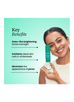 foxtale FoxTale 2% Glycolic + 2% Lactic Acid Overnight Glow Mask With AHA, PHA & Provitamin B5 30 second facial for salon like brightening For clear, smooth, soft skin Men and Women 30 ml, Green  - Image 2