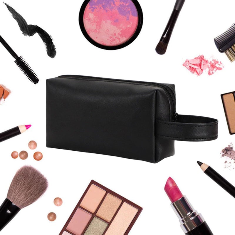 Large Black PU Leather Makeup Bag Travel Cosmetic Organizer Case For Women Toiletry Essentials - Image 5