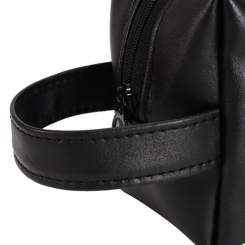 Large Black PU Leather Makeup Bag Travel Cosmetic Organizer Case For Women Toiletry Essentials - Image 3