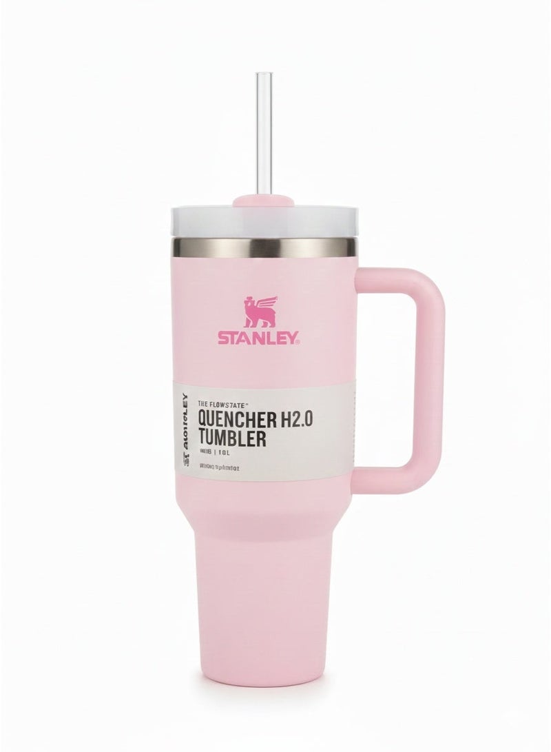 ستانلي كوب كوينشر H2.0 فلو ستيت المصنوع من الفولاذ المقاوم للصدأ والمعزول بتفريغ الهواء مع غطاء وماصة للماء أو الشاي المثلج أو القهوة أو العصائر وغيرها، سعة 40 أونصة - Image 1