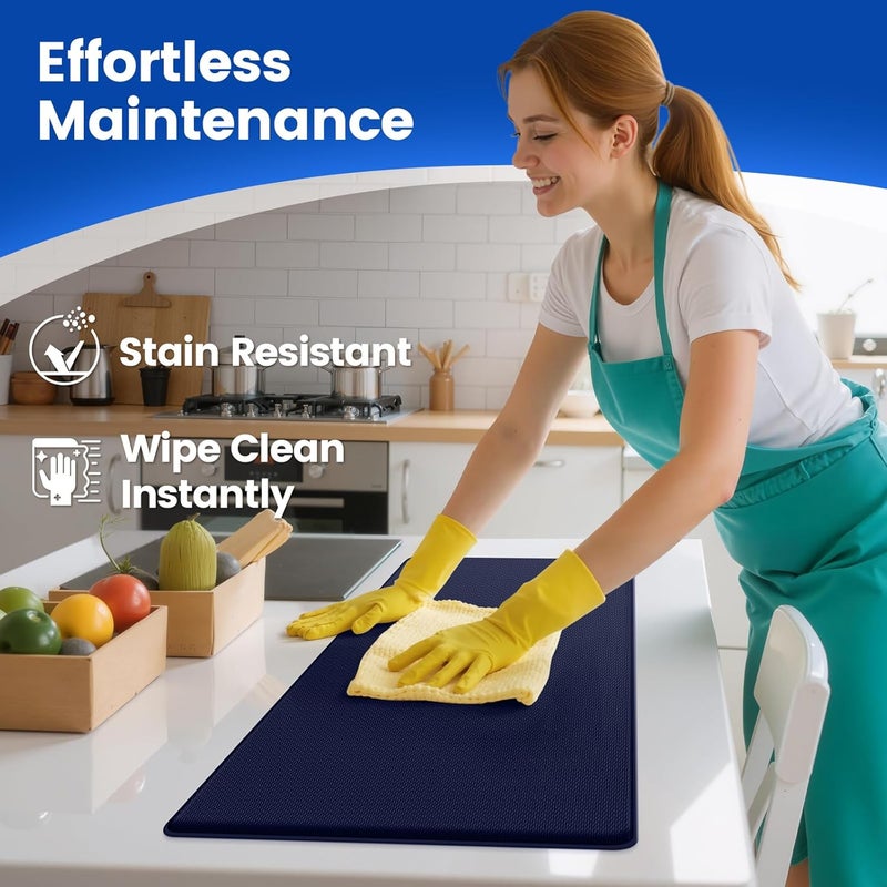 KitchenClouds Kitchen Mats for Floor,3PCS Kitchen Rugs,Non Slip Anti Fatigue Mats for Kitchen Floor,Waterproof Sink Mat,Cushioned Standing and Comfort Mats for Office,Blue - Image 5